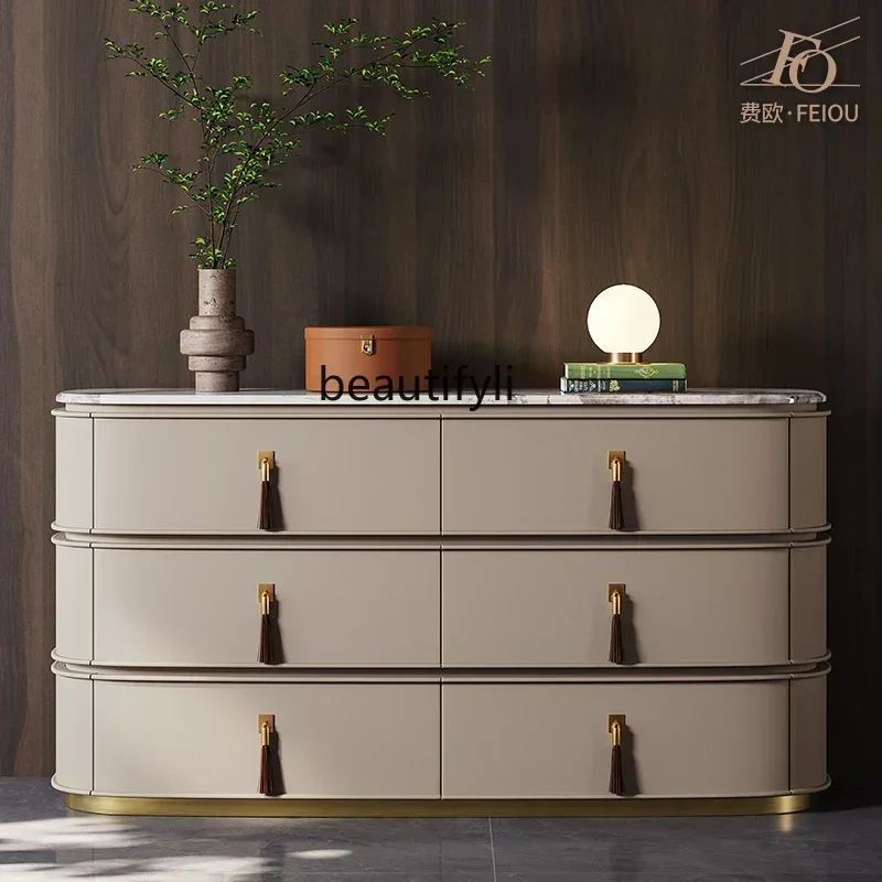 

Light luxury six-bucket cabinet marble custom advanced TV cabinet storage porch storage cabinet9344