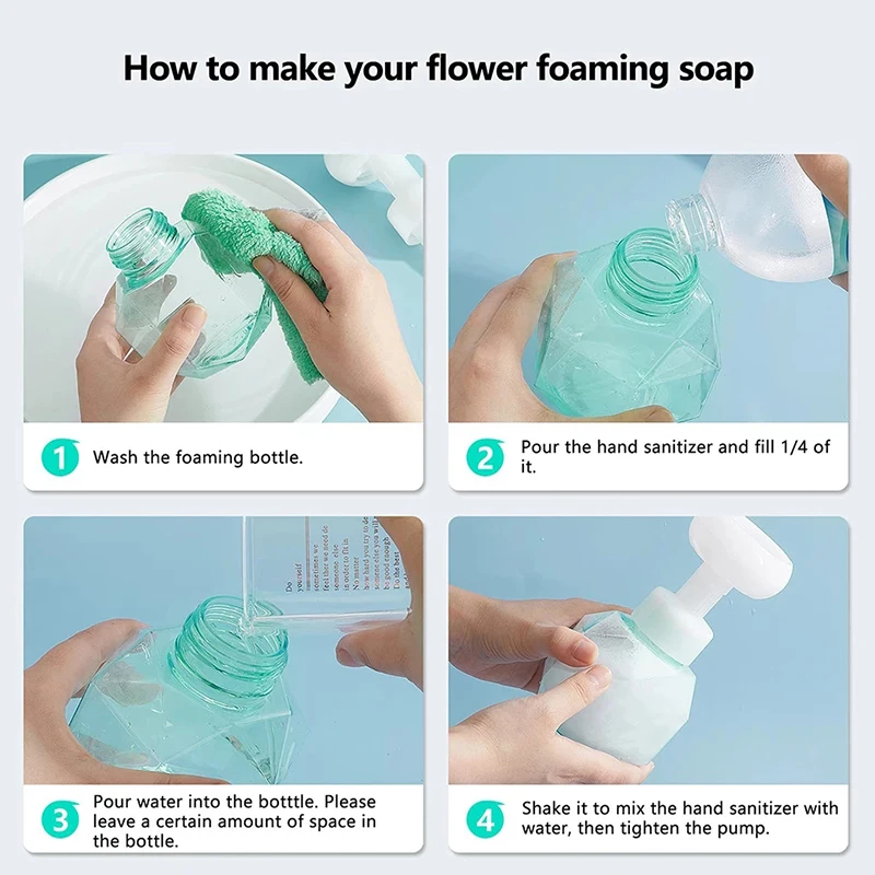 Vetta Flower Soap Dispenser Foam Pump Bottle Kitchen Plastic Containers For Cosmetic Facial Cleanser Shampoo Shower 300Ml