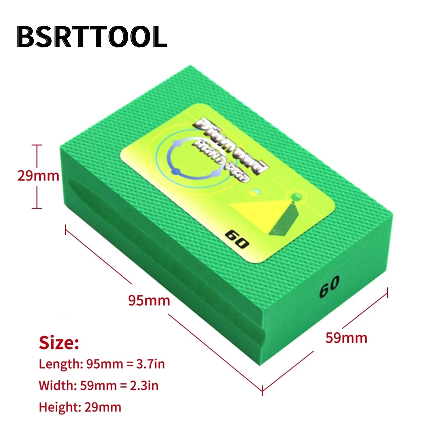 BSRTTOOL 1PC Diamond Hand Polishing Pads 95x55mm Glass Abrasive Grinding Block Pad Stone Marble Ceramic Abrasive Sanding Disc