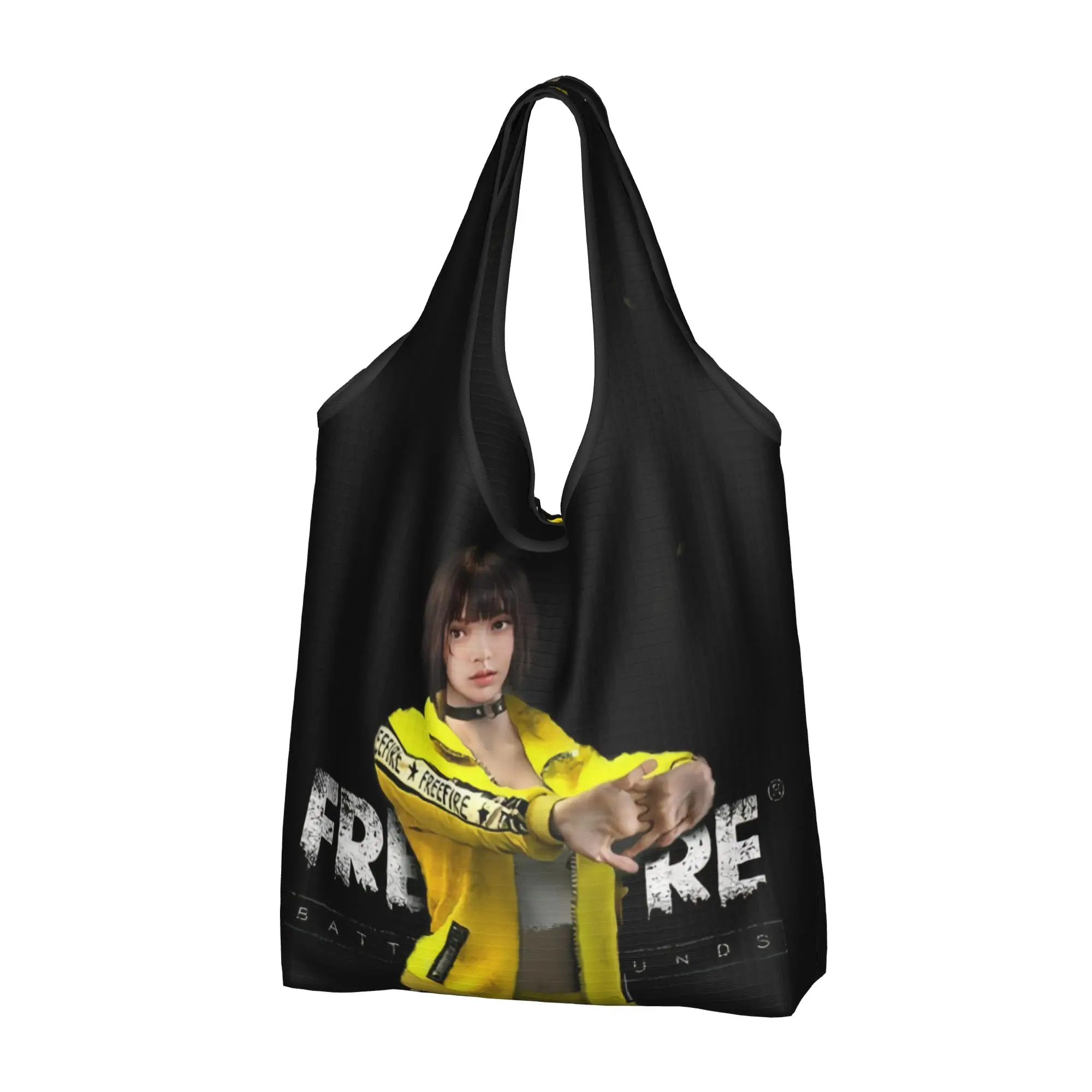 Garena Free Fire Game  Groceries Shopping Bag Kawaii Shopper Shoulder Tote Bag Large Capacity Portable  Handbag