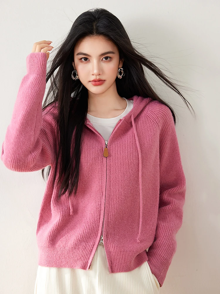 

Осенний новый свитер, кардиган, куртка, женский свободный свитер на молнии с капюшоном, пальто, женская повседневная короткая вязаная верхняя одежда