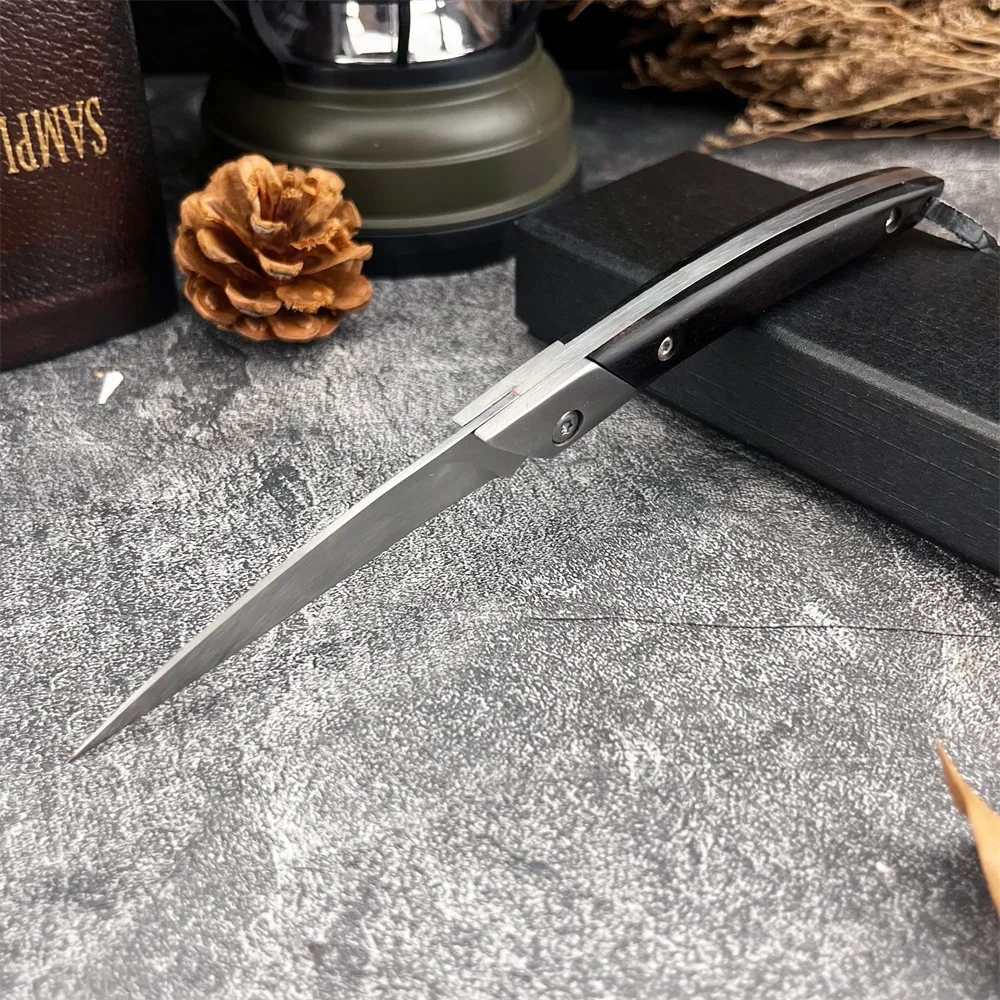 Multifuncional bolso faca dobrável de aço inoxidável d2 lâmina ébano lidar com acampamento ao ar livre aventura escalada faca combate