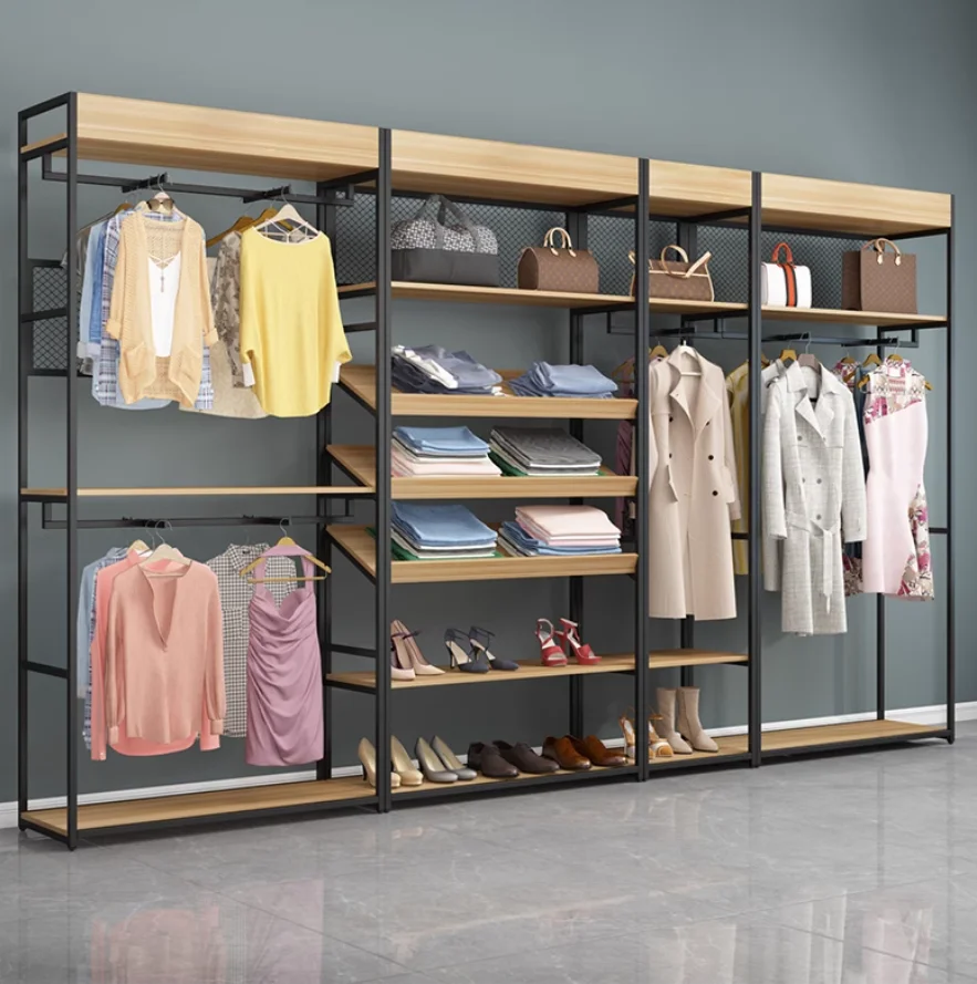 Clothing store display rack double-layer clothing store special shelves mall display cabinet floor type