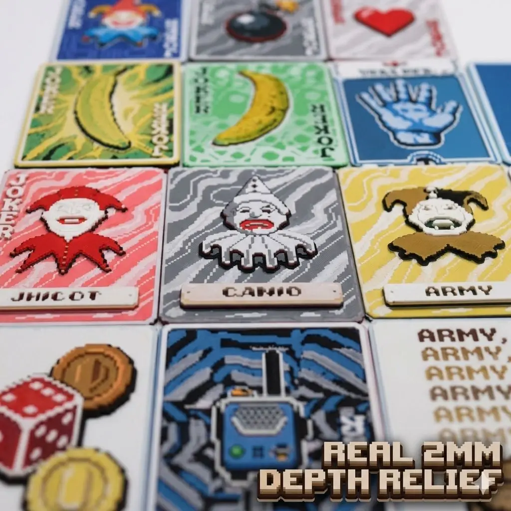 3D Printed Relief Poker Art Card Ultra-Stereo Embossed Game Collection Handmade Desktop Display Collectible Card for Gamers