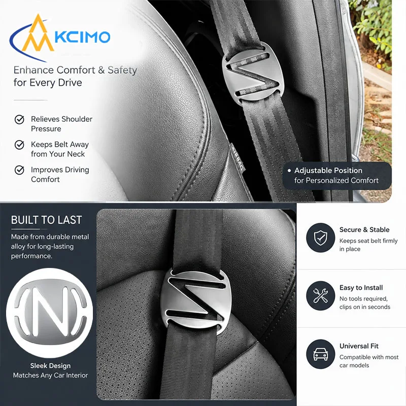 Metal Seat Belt Adjuster, Seatbelt Clips, Comfort Shoulder Neck Strap Positioner, Universal Auto Accessories