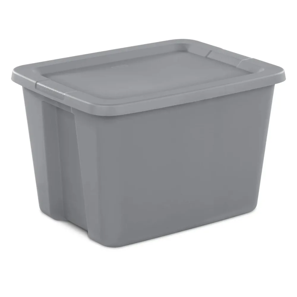 Large Storage Bin, 18 Gallon Storage Container with Snap-On Lid, Gray