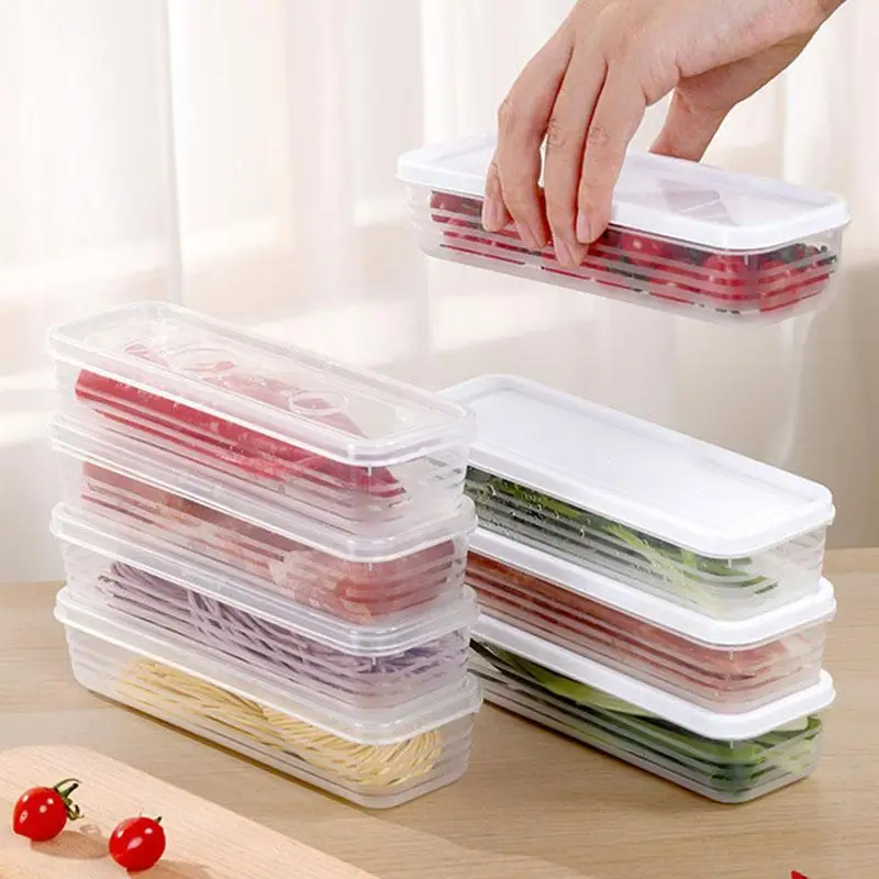 Rectangle Fresh Box Noodle Plastic Food Preservation Sealed Container for Fruit Storage Kitchen Refrigerator Home Tool