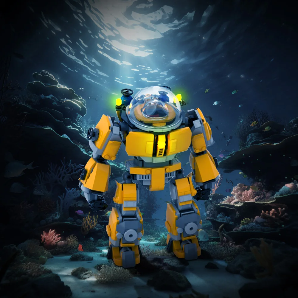 MOC Subnautica Deep Sea Exo Suit Building Blocks Model Deep sea diving Suit Underwater Diving Mecha Bricks Assembly Toys Gifts