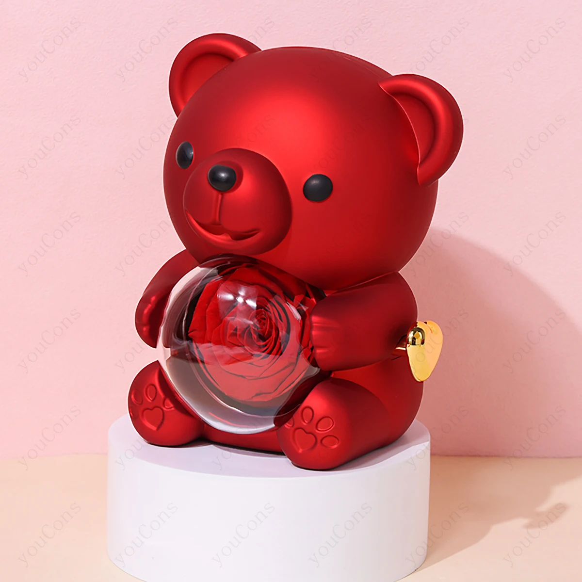 قلادات على شكل قلب أحمر مع صندوق هدايا على شكل وردة الدب اللطيف للنساء في عيد الأم 2026 مجوهرات عيد الميلاد وعيد الحب وأعياد الميلاد