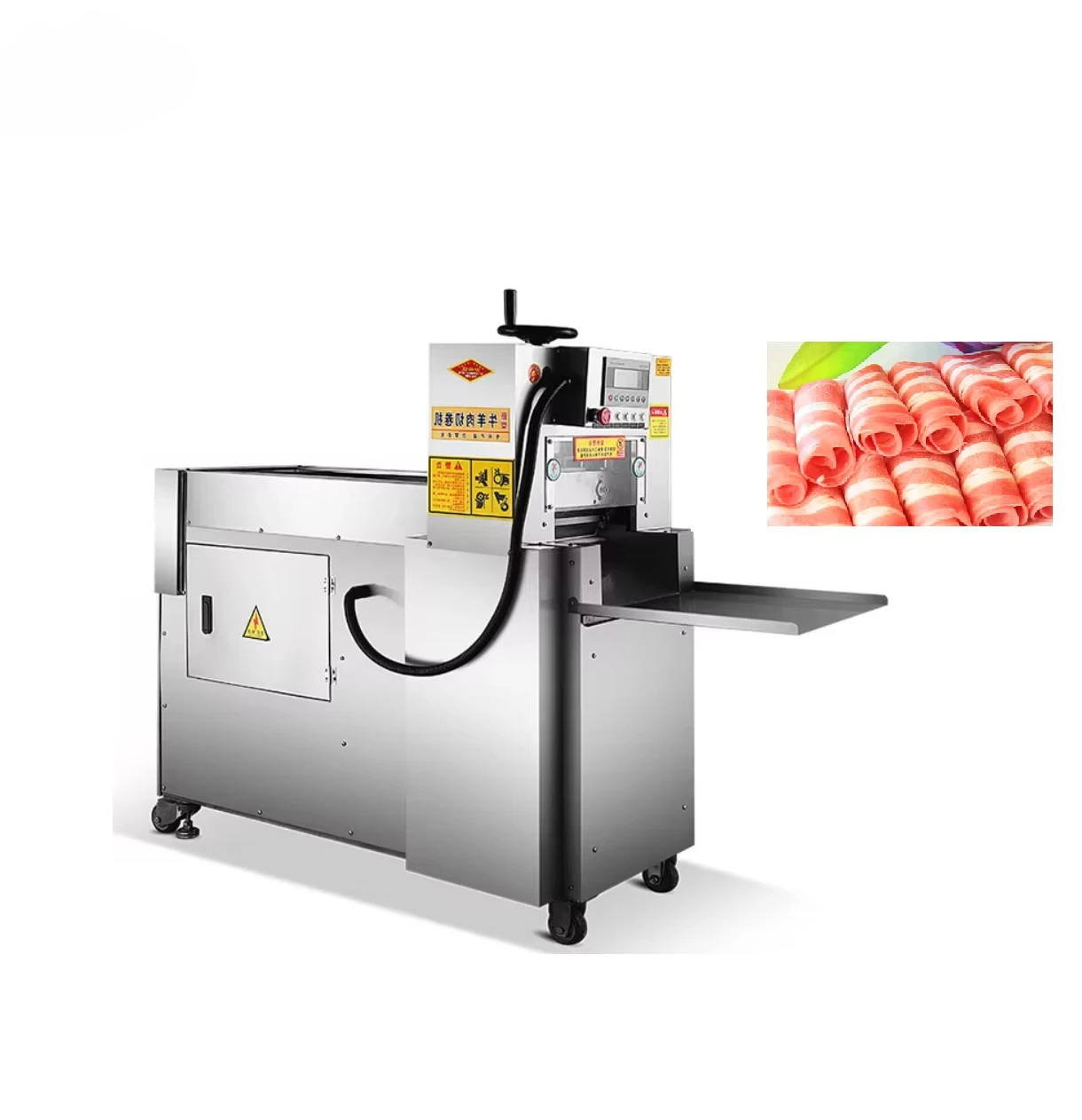 Beef Mutton Roll Frozen Meat Slicer Fully Automatic Commercial High Efficiency Slicer Adjustable Thickness