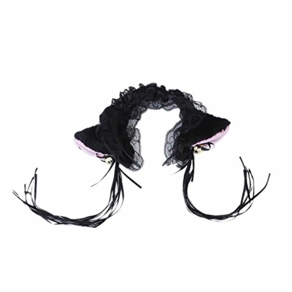 

Набор для косплея с кошачьими ушками, кружевные колокольчики, банты, повязка на голову, воротник, манжеты, костюм для мероприятий и вечеринок, карнавальный костюм