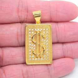 High Quality Gold Color Clear Cubic Zirconia US Dollar Sign Pendant Jewelry