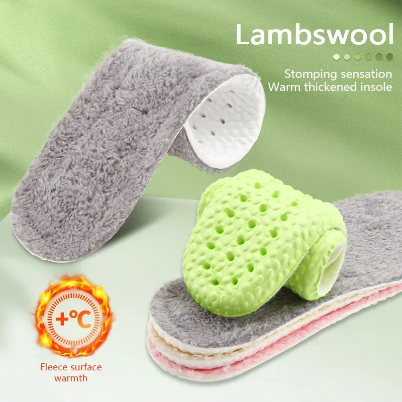 Winter Alpaca Wool Warm Insoles Soft Plush Thicken Foot Thermal Shoe Insoles for Women Men Breathable Snow Boots Shoes Heat Pads