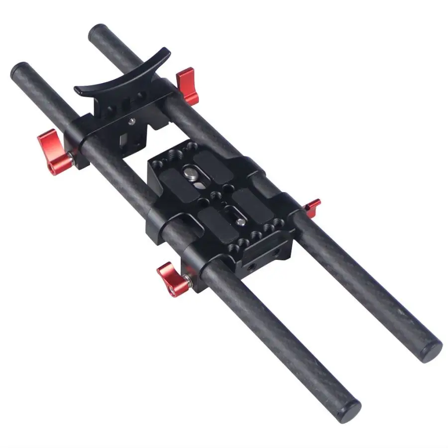 15mm Rod Rail Clamp Mounting Base Bracket for Panasonic Fujifilm DSLR Camera Camcorder Cage Rig Follow Focus System Lens Support