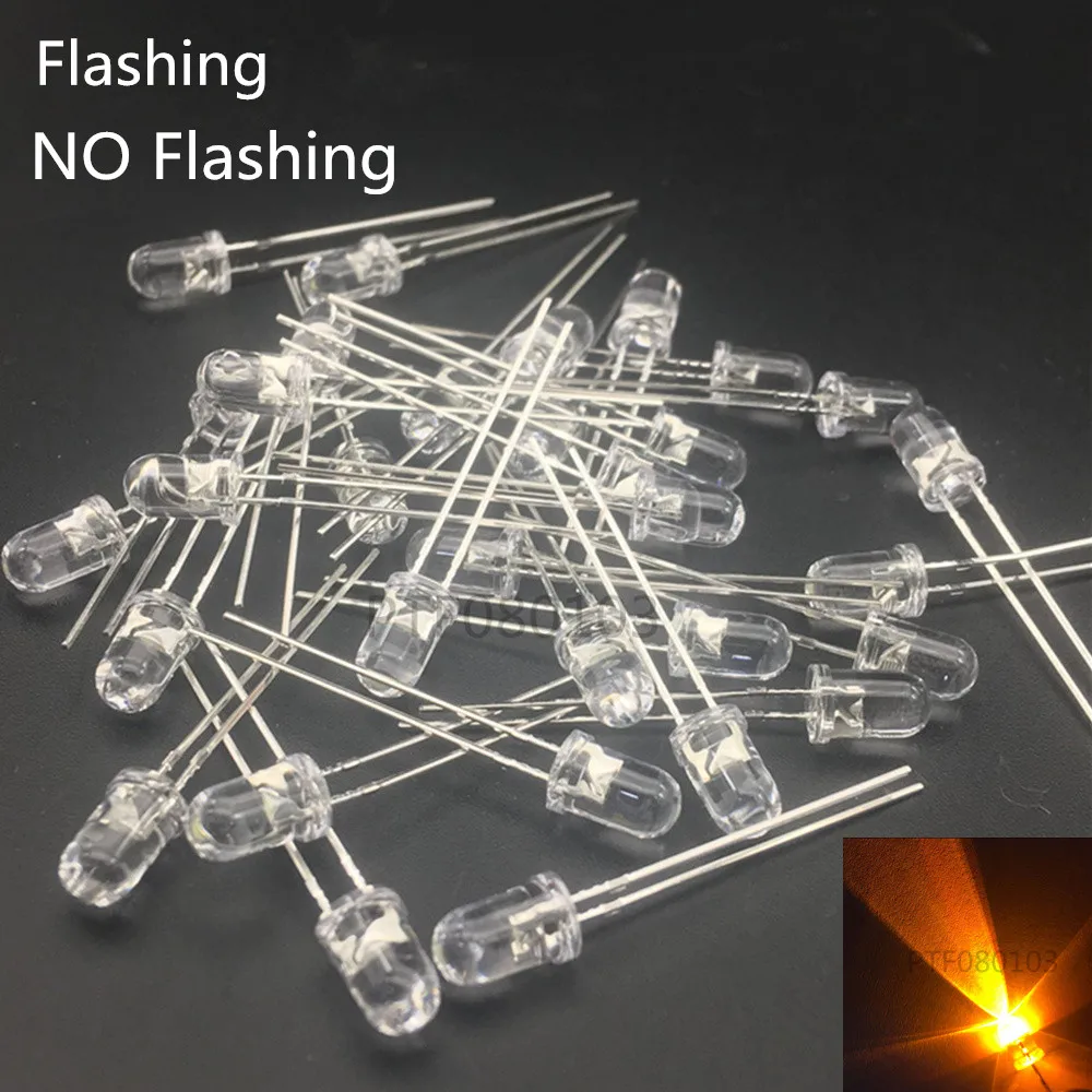 

1000PCS 5mm LED Flicker Diodes Flashing Yellow Blinking Candle Light Emitting Diode Flickering Flash Blink LED