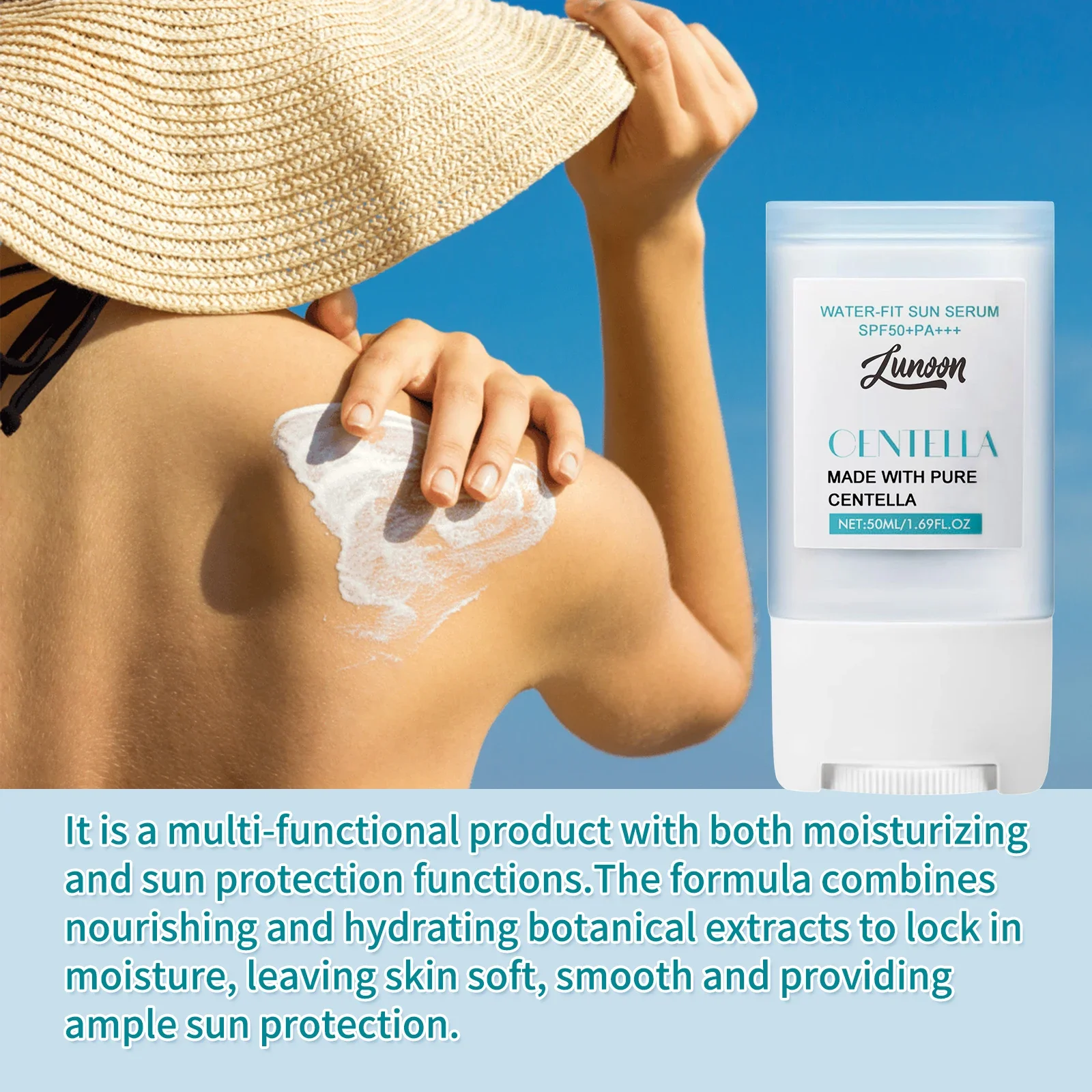 عصا واقية من الشمس SPF50+ PA+++ 20 جرام مقاومة للماء للحماية من الشمس، مع كينتيللا للتهدئة والترطيب، للوجه والجسم #2