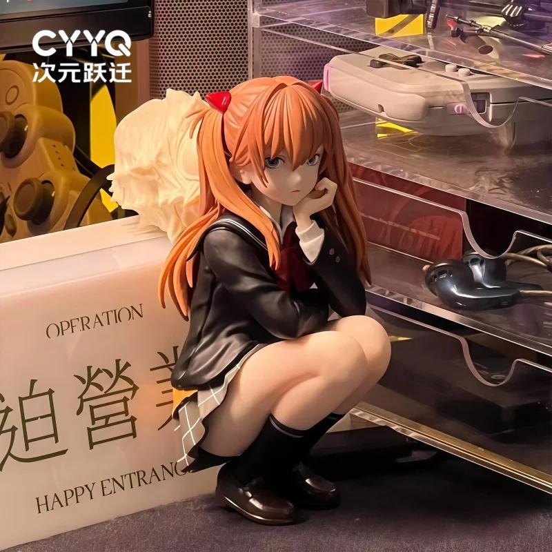 Figura de acción de Asuka de 10 cm, estilo académico, sentada en cuclillas, modelo de juguete, adorno de escritorio, exhibición de escaparate, regalos coleccionables.