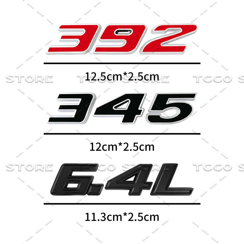 392 345 6.4L شعار شعار سبائك معدنية لاصق شارة الخلفي الجذع الحاجز الجسم ملصق ل HEMI البوصلة رانجلر شاحن التحدي
