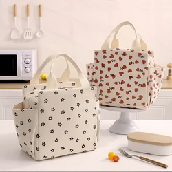 12L Lunch Box Bag, Thickened Aluminum Foil Insulation Lunch Bag, Printed Corduroy Material Waterproof and Oil Proof Meal Bag