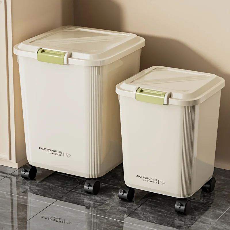 

Versatile Rolling Rice & Grain Storage Container with Measuring Cup - 8.72gal/11.62gal Capacity, Moisture-Proof