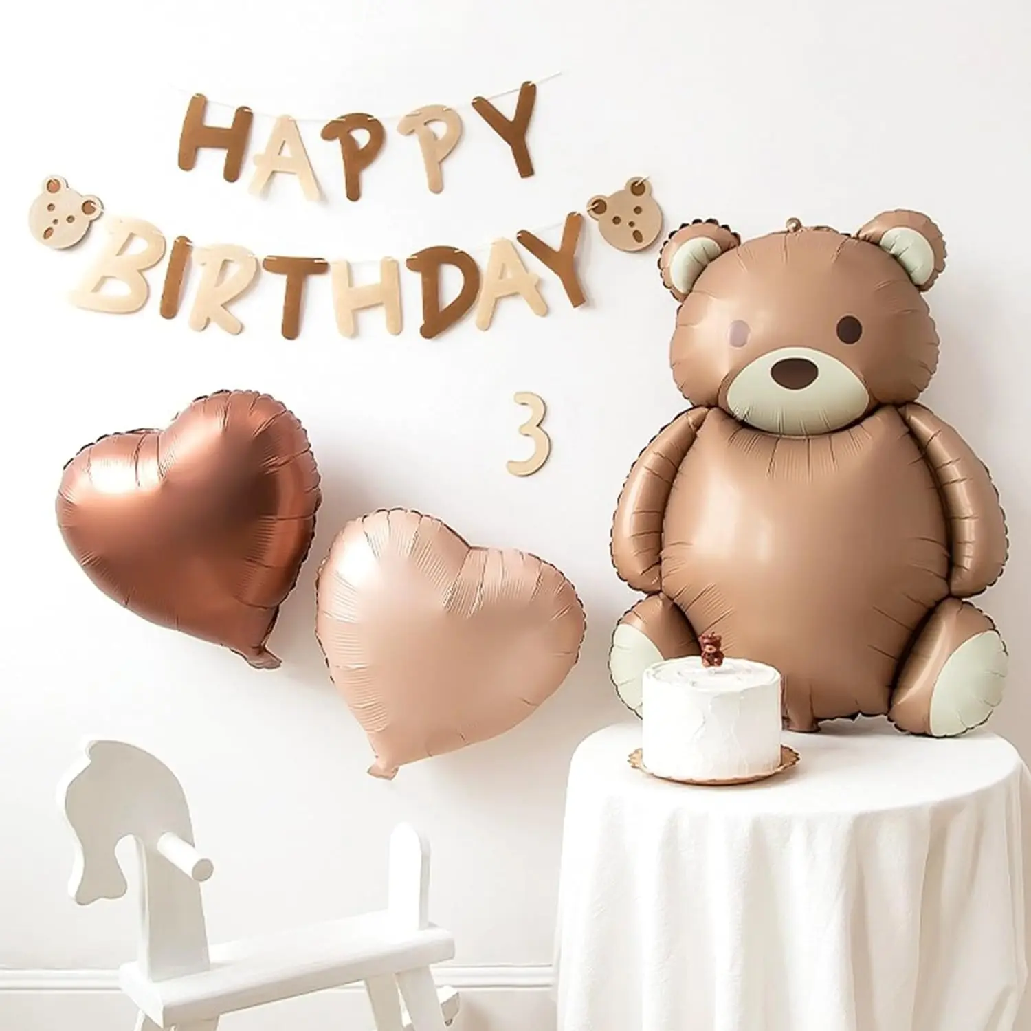 4pcs cartoon shaped frosted teddy bear aluminum film balloon for boys birthday party decoration and one-year commemorative decor