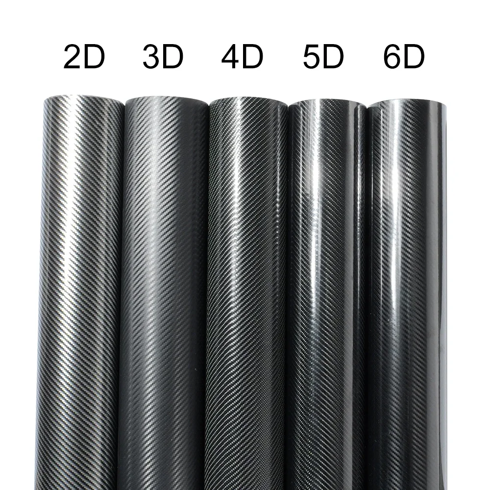 Glossy Carbon Fiber 2D 3D 4D 5D 6D Car Film Wrapping Vinyl Film Auto Motorcycle Waterproof PVC Foil Car Accessories Exterior