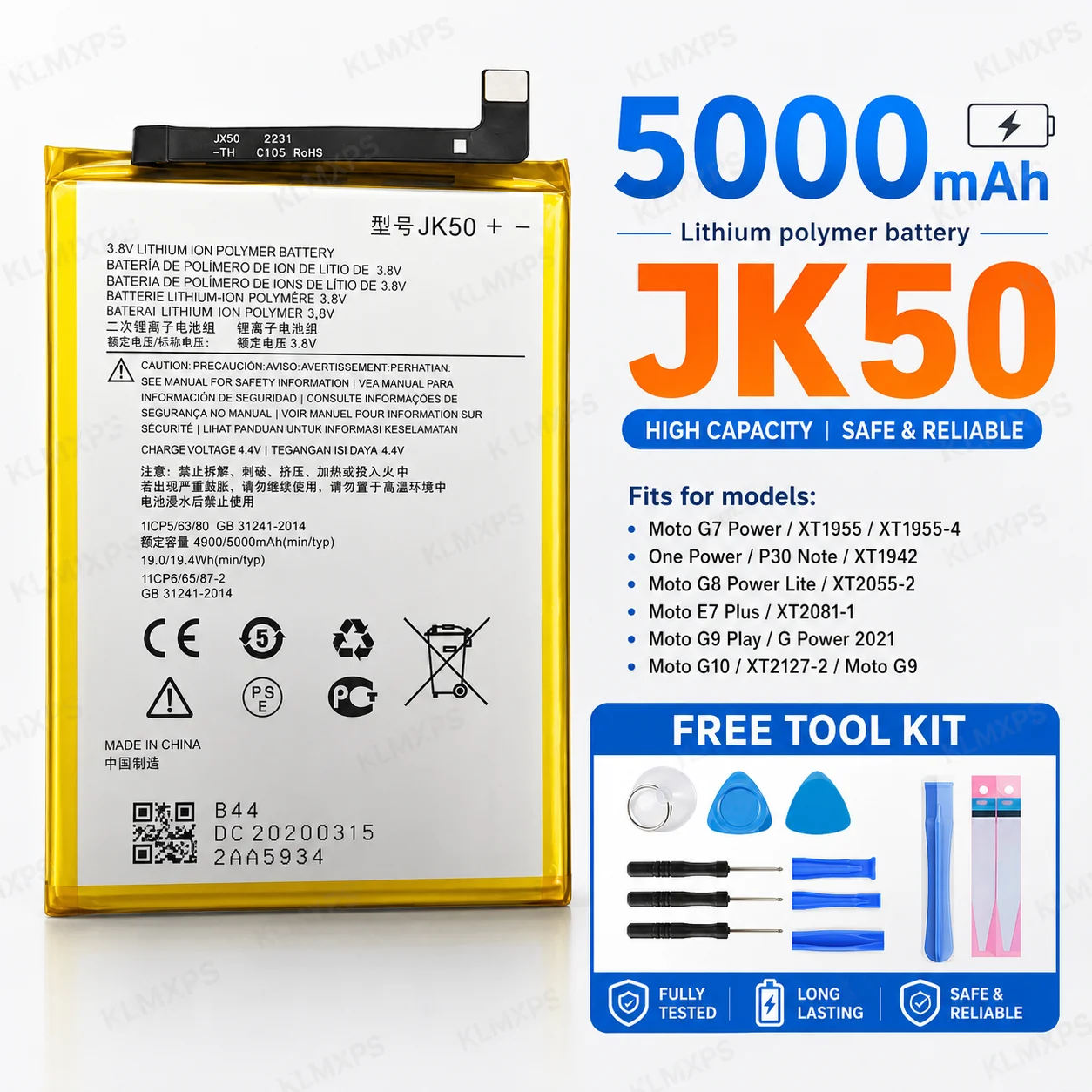 High Capacity Mobile Phone Battery QF50 Series for Motorola Moto G34 G60S G73 G20 G22 G42 G84 Smartphone