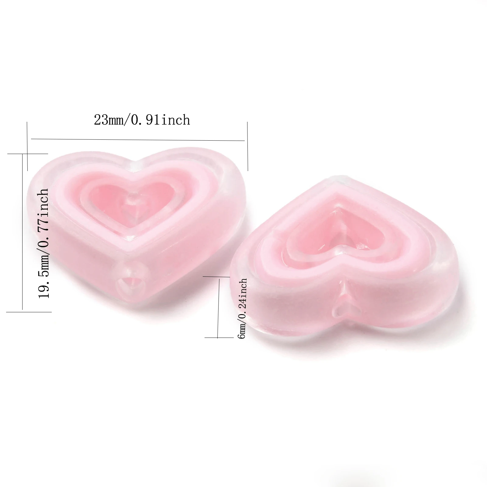 20pcs Hollow Out Heart Shaped Acrylic Beads Straight Hole Beads For Jewelry Making DIY Phone Chain Accessories