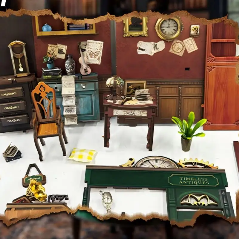 OUZEY Vintage Memories DIY منزل مصغر، مجموعة نماذج صندوق غرفة الحنين مع الأشياء القديمة، هدية حرفية للبالغين #4