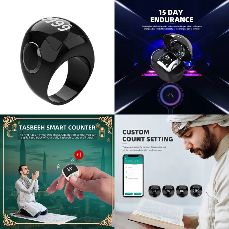 Muslim Islamic Smart Rings for Men First Muslim Smart Ring with Counter Function BT Smart Zikr Ring for Android Mobile