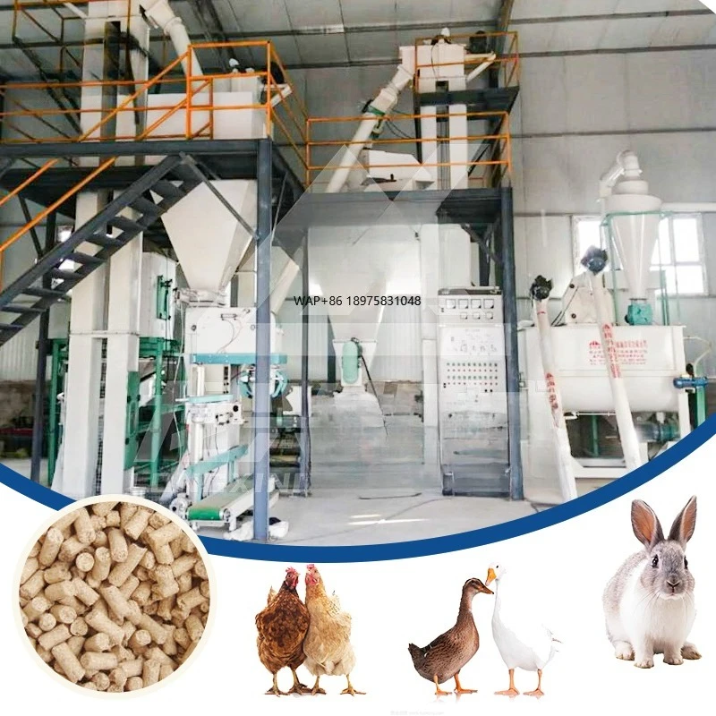Poultry Farm Livestock Feed Pellet Production Line Animal Feed Factory Equipment Fully Automatic