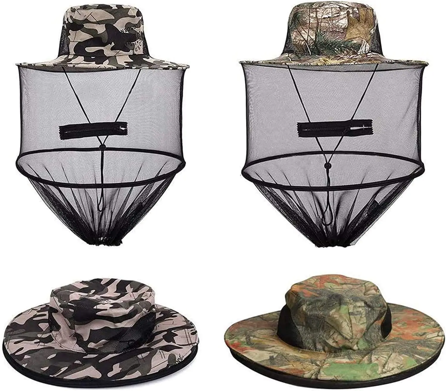 

2 Pack Mosquito Head Net Hat with Hidden Mesh for Fishing Hiking Gardening Beekeeping