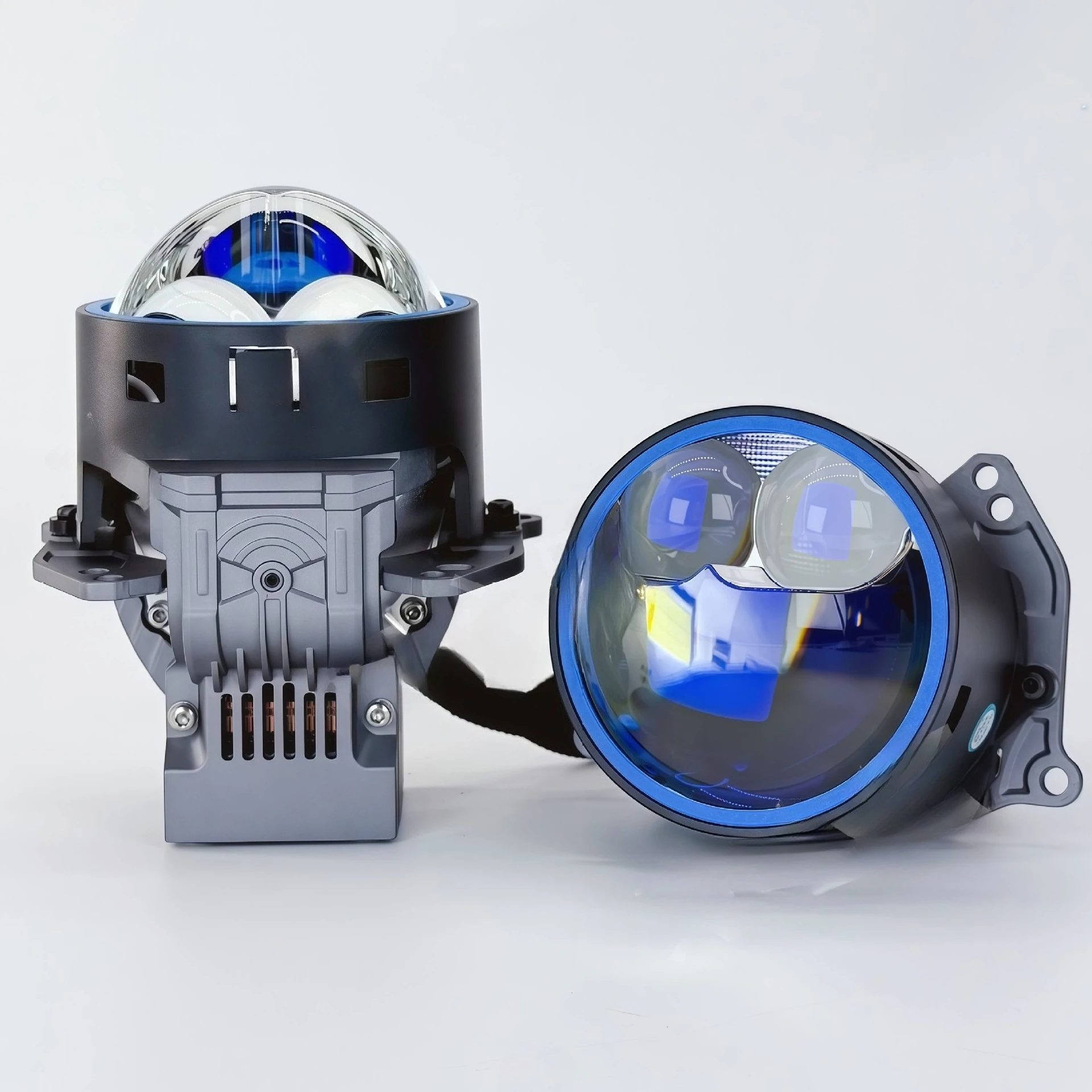 

AR30 Round Bi LED Projector Headlight with Halo Dual Direct Laser Lens 140W Super Bright White High Low Beam Car LED Retrofit