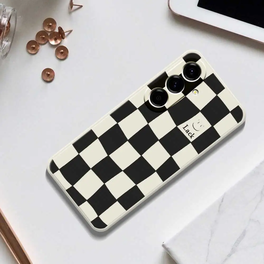 Checkeredรูปแบบเคสโทรศัพท์สไตล์สําหรับSamsung Galaxy A56 A32 A23 A22 5G A32 A23 4G A55 A54 A53 A52 A51 A35 A34 A31 นุ่ม