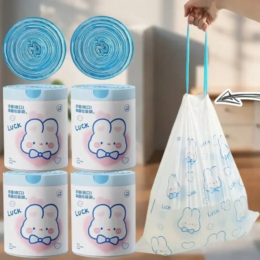 

100PCS Heavy-Duty Drawstring Trash Bags: 4 Gallon Disposable for Kitchen, Bathroom & Dorm