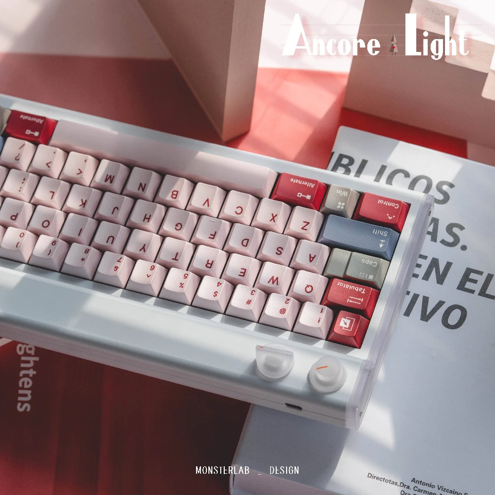 Ancore Light Keycaps Set PBT Artisan Cherry Proflie Monument Valley Pink Soft-glow KeyCaps Mechanical Keyboard Game Accessories