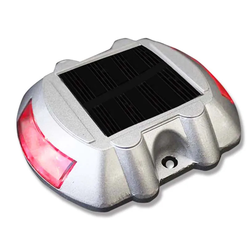 Luz LED roja con diseño de herradura, Perno solar de aluminio para carretera, modo estable