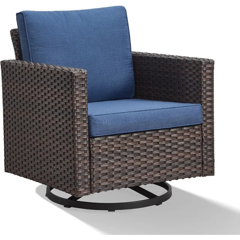 Patio Chair Wicker Swivel Rocker - Oversize Outdoor Swivel Glider Chair 350LBS Weight Capacity Wicker Outdoor Rocking Seating