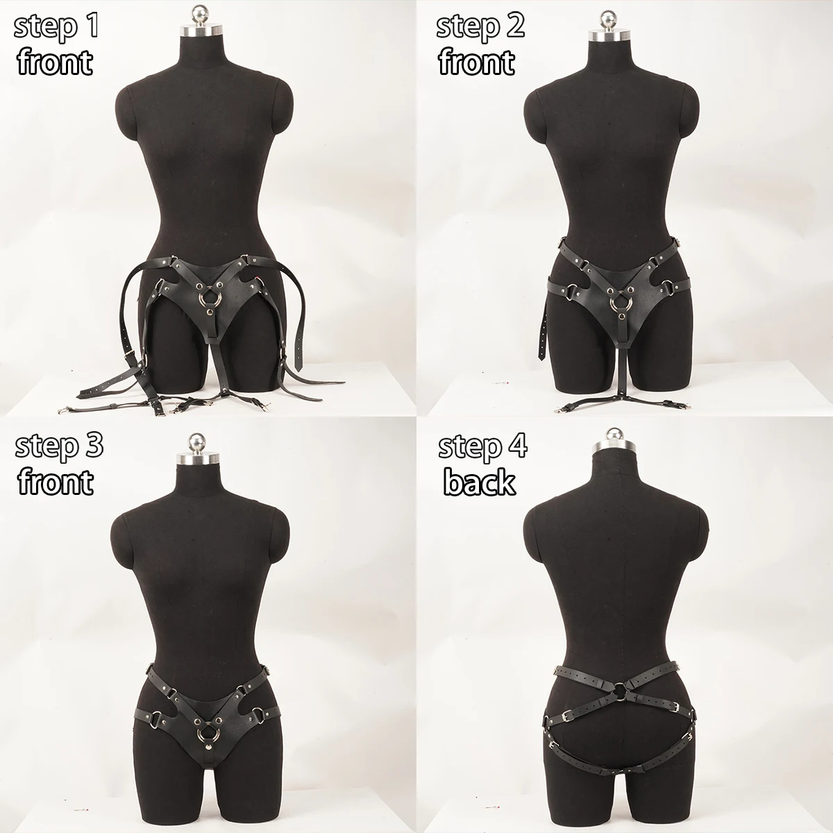 Women Sexy Belt Gothic  Leg Harness Pu Leather Studded Decor Harness Adjustable Fetish Clothing lingerie Clothing Accessories