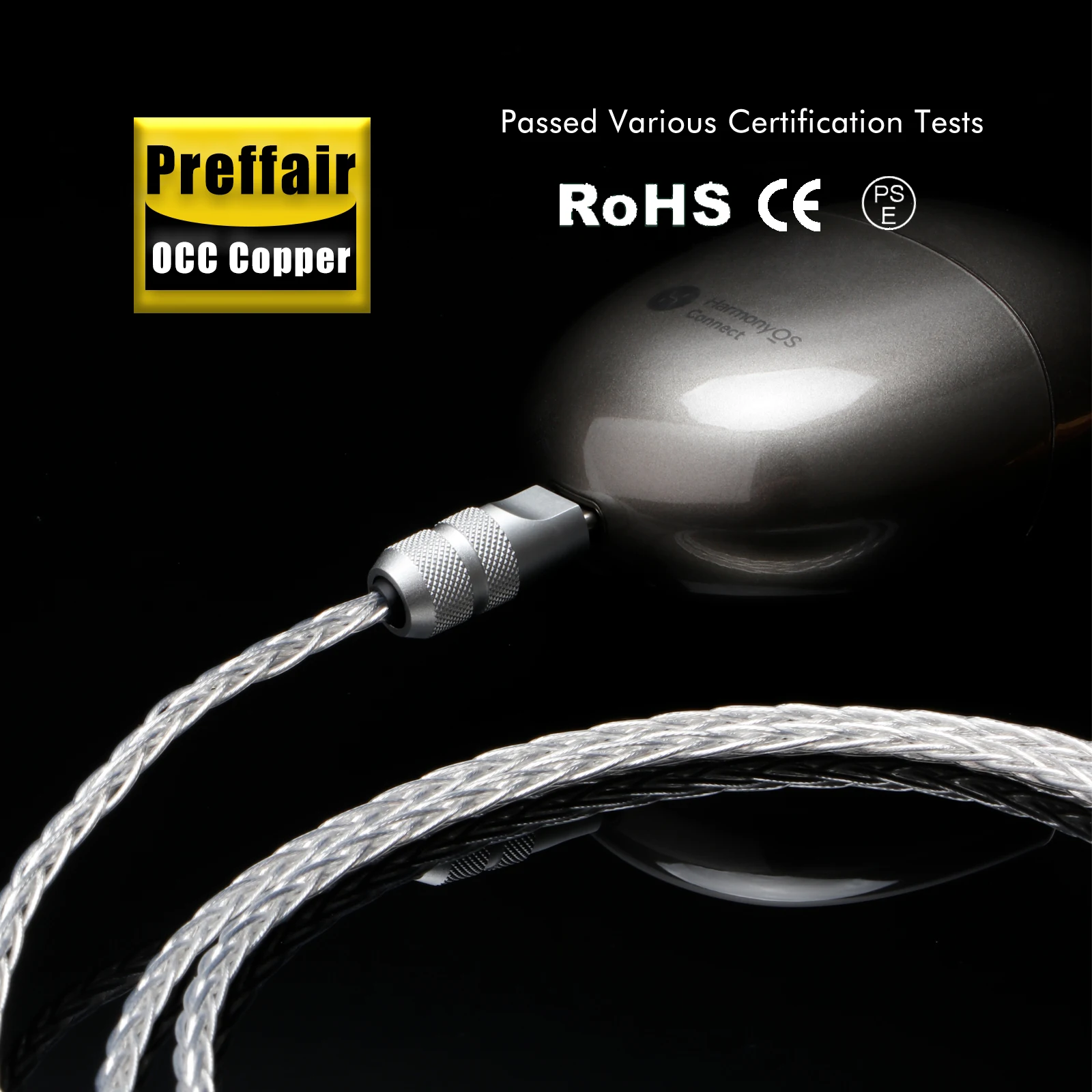 Preffair E50107 4,4/2,5/3,5mm zu USB Typ-C Aux-Kabel HIFI 8-Kern Versilberte Adapterkabel für Handy iPad Laptop Player – Detail 3
