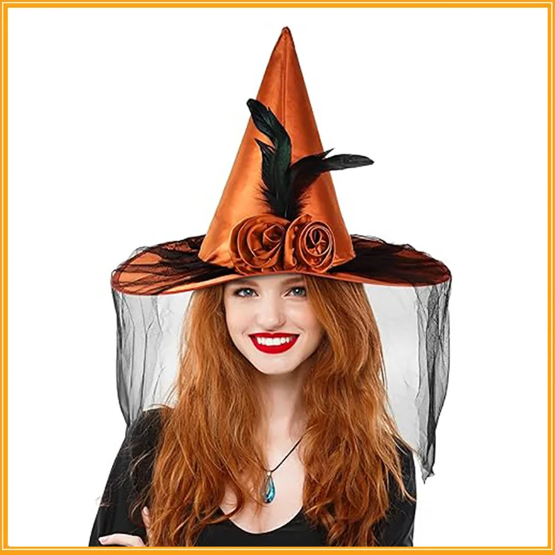 ผู้หญิง Elphaba Glinda หมวกแม่มดแม่มดหมวกสําหรับหมวกผู้หญิงผู้ใหญ่ Wicked ด้านข้าง Veils ครึ่ง Veil เครื่องแต่งกายคอสเพลย์ปาร์ตี้สาว