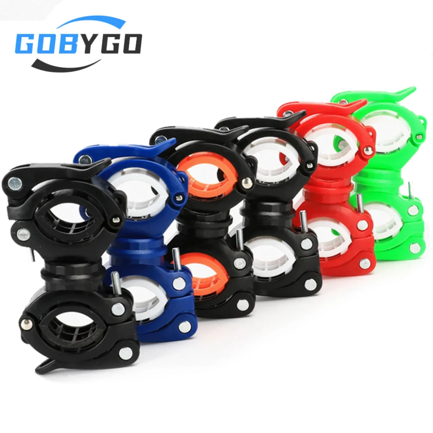 New GOBYGO  Degree Cycling Clip Clamp Rotation Bike Flashlight Torch Mount   Front Light Holder Clip Bicycle Accessories