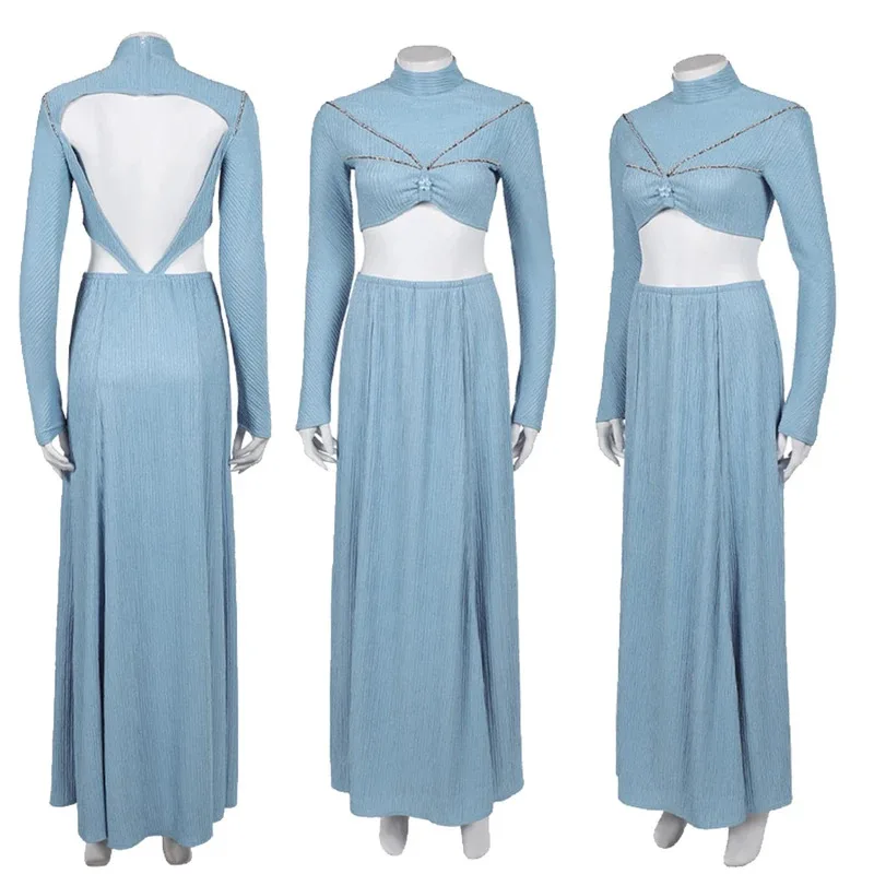 فيلم الفضاء معركة بادمي الكبار أميدالا فستان أزرق تأثيري حلي تمويه فستان هالوين كرنفال حفلة تأثيري