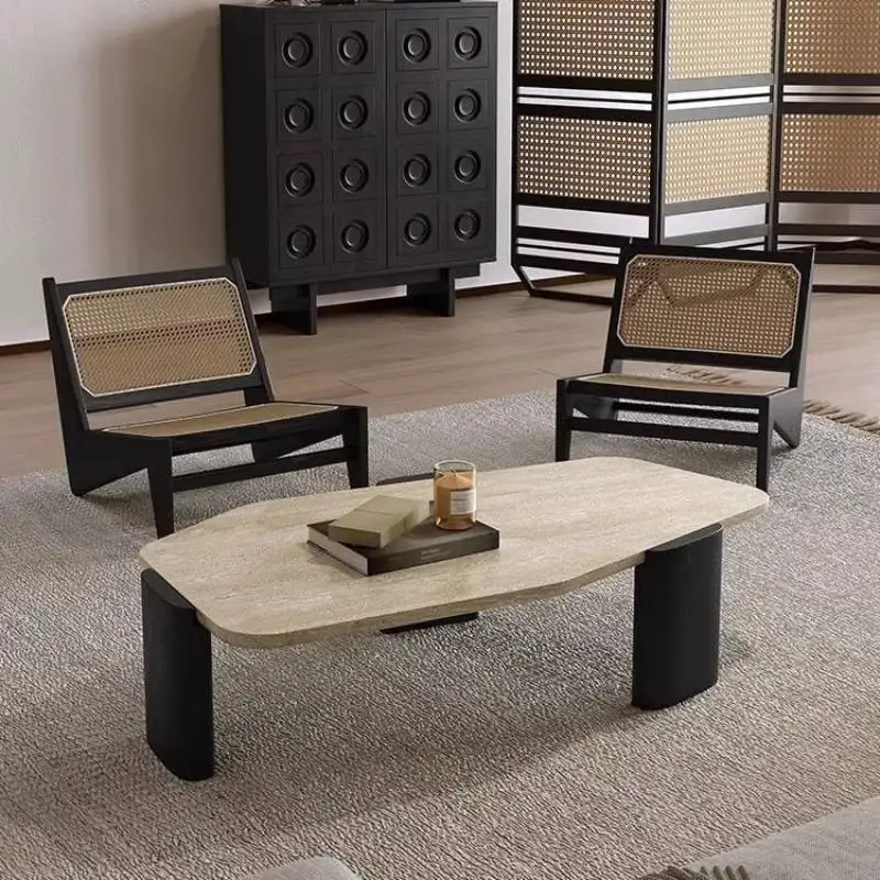 طاولة القهوة الخشبية الصلبة خمر غير النظامية البيج الحد الأدنى مركز طاولة القهوة الحديثة الفاخرة Meuble صالون أثاث غرفة المعيشة