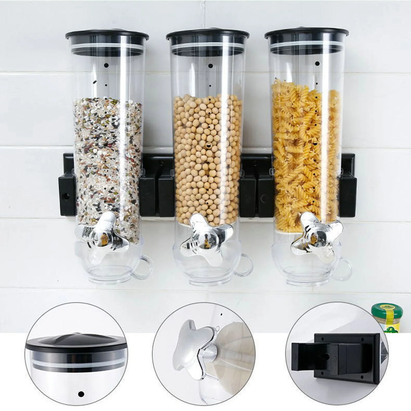 

Wall-Mounted Grain Grocery Jar Moisture Mold Resistant Sealed Storage Box for Cereals Storage Kitchen Storage Food Organizer