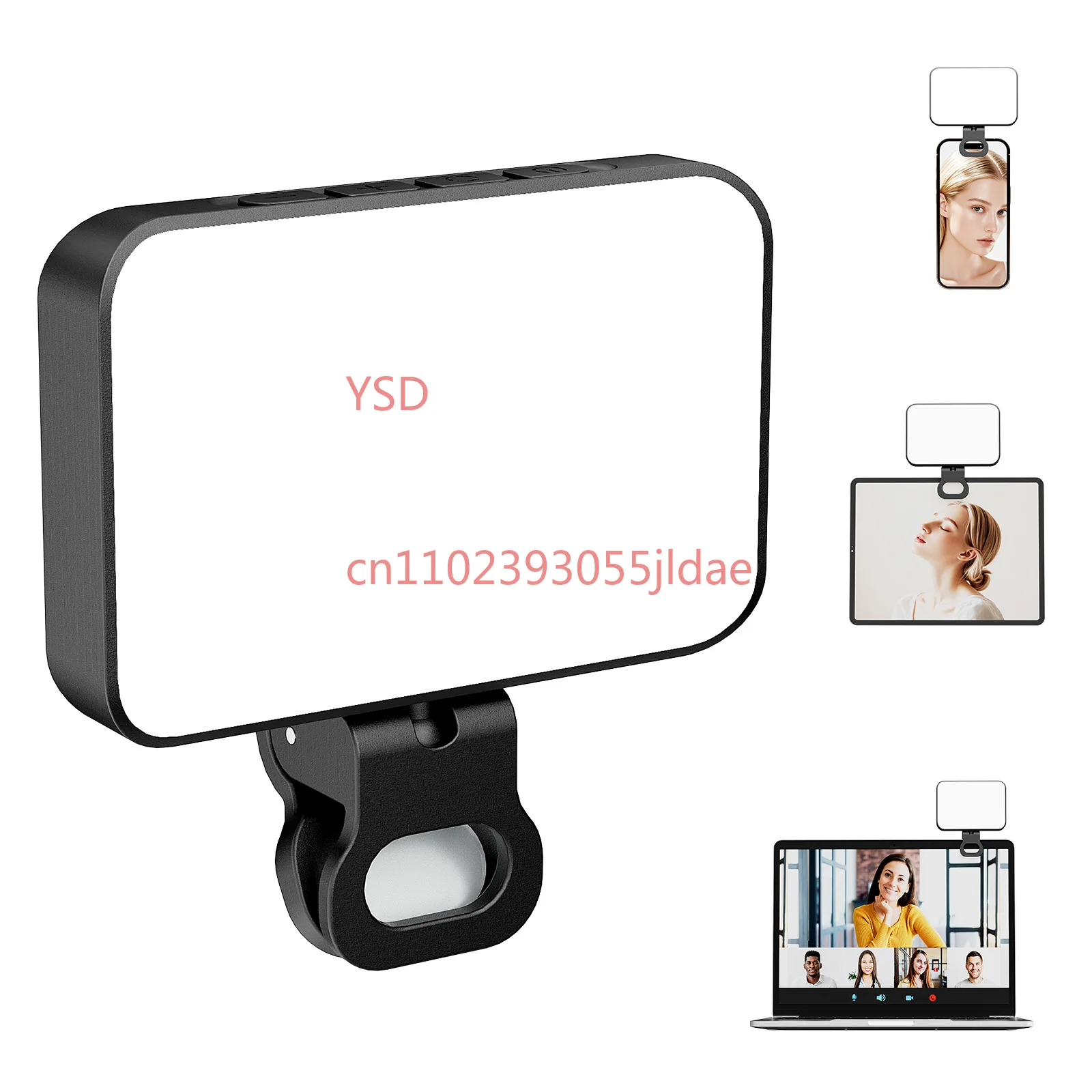 Rechargeable Clip-on LED Fill Light, Portable Selfie Light for Phone Video Conference Live Stream