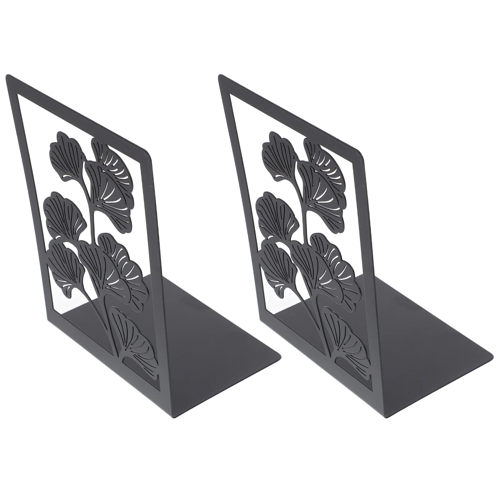 

2pcs Iron Bookends Leaf Design Decorative Non-Slip Heavy Duty Metal Book Supports For Home Office Classroom Bookshelves Holds