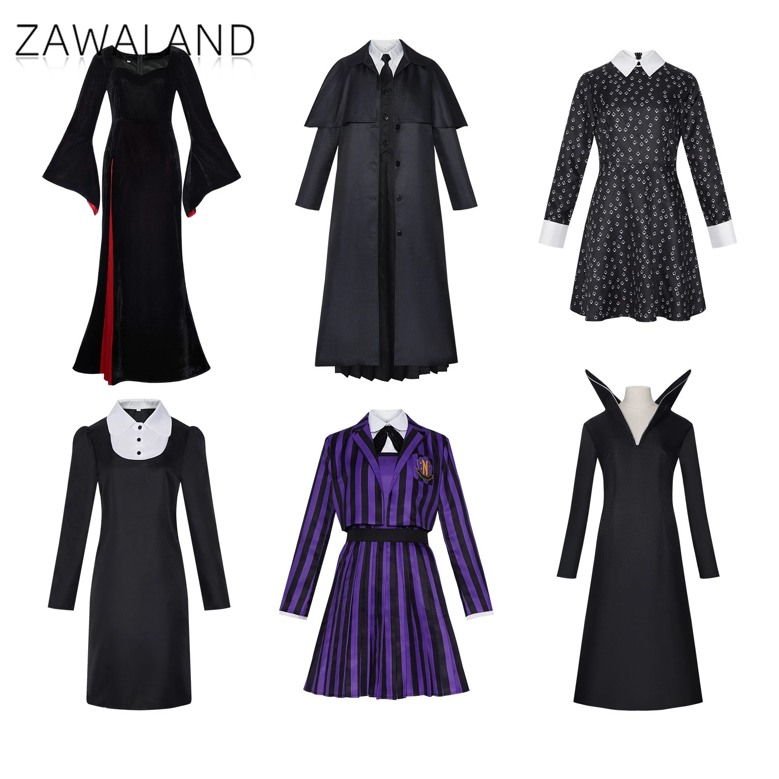 

Season 2 Addams Cosplay Dresses Woman TV Role Play School Uniform Halloween Stage Performance Costume Carnival Festival Outfits