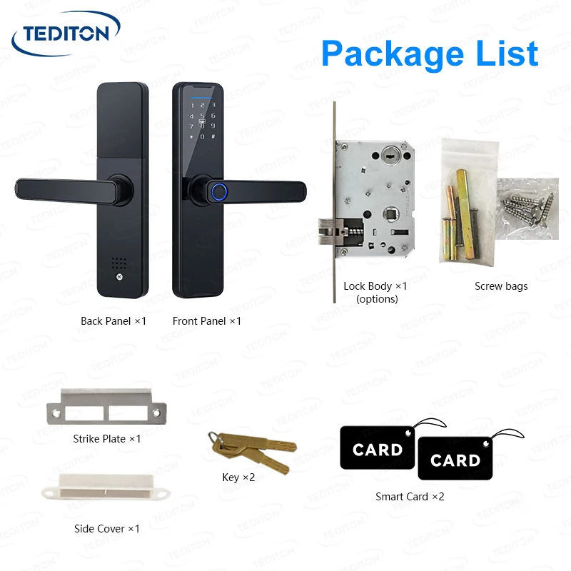 Tedition Wholesale Price Smart Lock WIFI APP Fingerprint Keyless Tuya Smart Locks