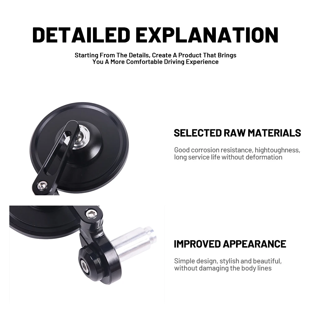 Motorcycle Rearview Mirror Blue Anti‑Glare Wide‑Angle Lens Aluminum Alloy Expander Fix Universal Motorbike Mod Mirror Kit 4